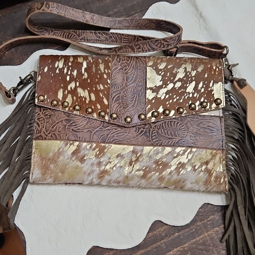Brown and Gold Crossbody Bag
